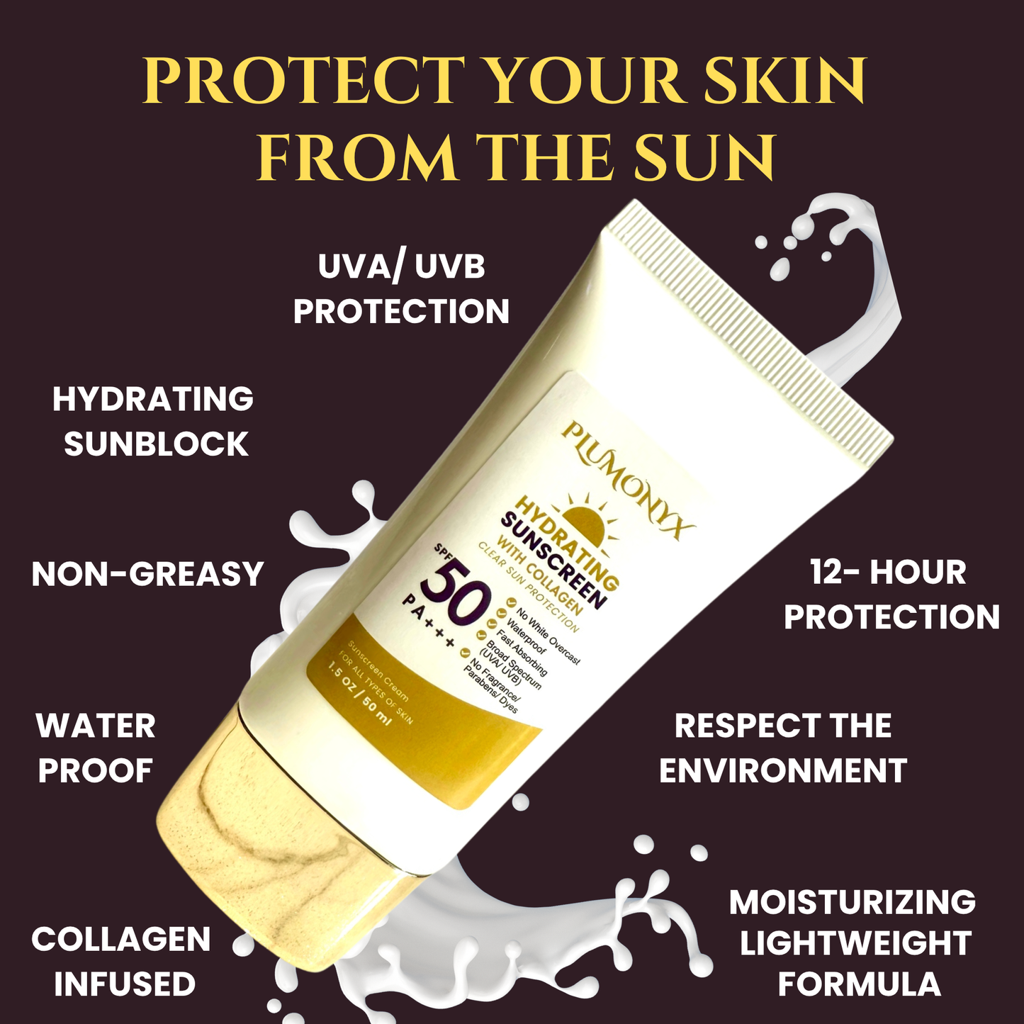 Mineral Sunscreen SPF 50+ | Collagen + Zinc | Reef Safe, No White Cast, Clean & Hydrating Face Protection