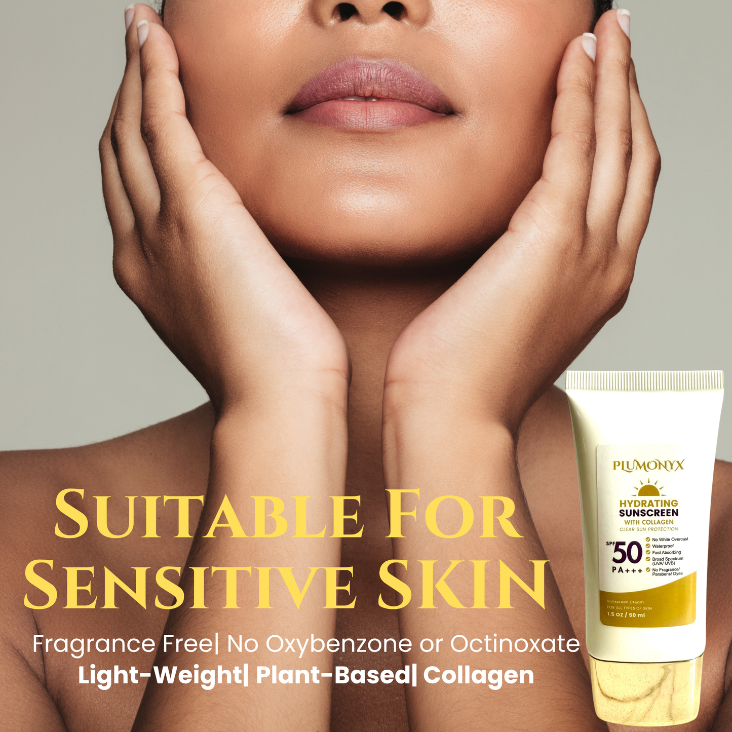 Mineral Sunscreen SPF 50+ | Collagen + Zinc | Reef Safe, No White Cast, Clean & Hydrating Face Protection